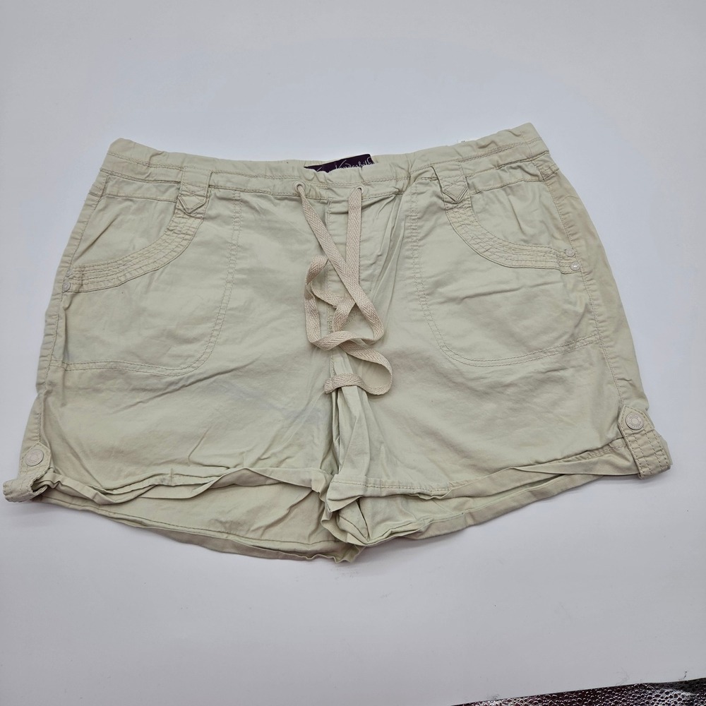 Gloria Vanderbilt Khaki Drawstring Shorts Womens 14 Tan Cotton Stretch Chino